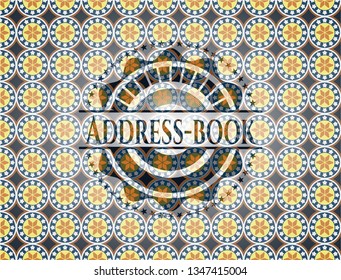 Address-book arabic emblem background. Arabesque decoration.