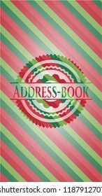 Address-book christmas colors style badge.