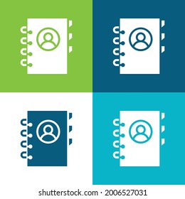 Addressbook Flat four color minimal icon set