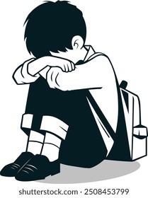 Addressing Stop Child Abuse and Bullying Protecting Little Kids from Violence, Depression, and Loneliness. School boy Support Mental Health End Harassment and Advocate for Vulnerable Children vector