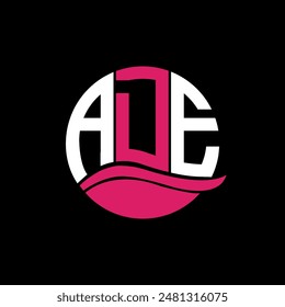 ADE logo monogram isolated on circle element design template, ADE letter logo design on black background. ADE creative initials letter logo concept. ADE. 
