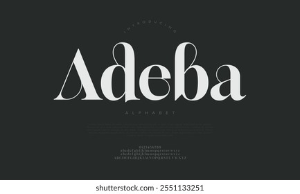 Adeba typography beauty fashion elegant minimalist serif italic fonts decorative wedding vintage retro logos. Minimal luxury font alphabet logo. Vector illustration