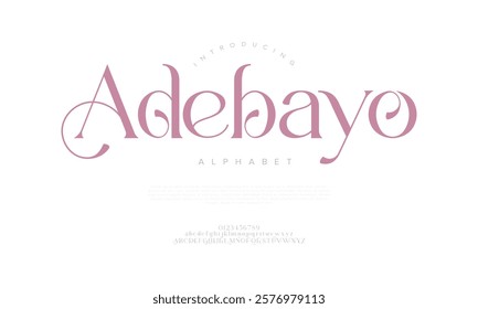 Adebayo typography beauty fashion elegant minimalist serif italic fonts decorative wedding vintage retro logos. Minimal luxury font alphabet logo. Vector illustration