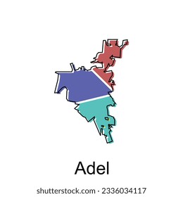 Ilustración vectorial del mapa de la ciudad de Georgia de Adel, plantilla vectorial con estilo de esbozo gráfico aislado en fondo blanco