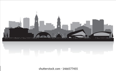 Adelaide Australia city skyline vector silhouette illustration