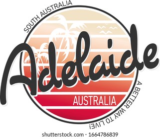 Adelaide Australia City Vector Art Round t-shirt design logo