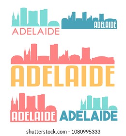 Adelaide Australia Flat Icon Skyline Vector Silhouette Design Set landmark Logo.