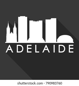 Adelaide Australia Oceania Flat Icon Skyline Silhouette Design City Vector Art Famous Buildings.