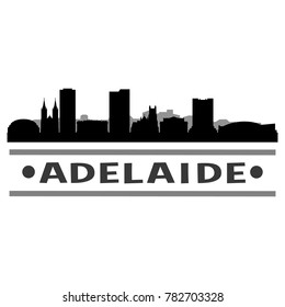 Adelaide Australia Oceania Skyline Silhouette Stamp City Design Vector Art Template