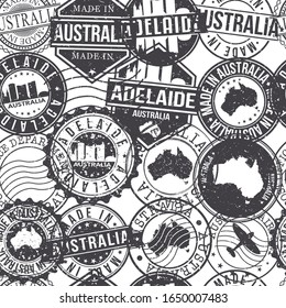 Adelaide Australia Stamps Background. A City Stamp Vector Art. Set of Postal Passport Travel. Design Set Pattern.