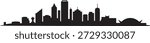 Adelaide city skyline on gradient. design Vector black silhouette
