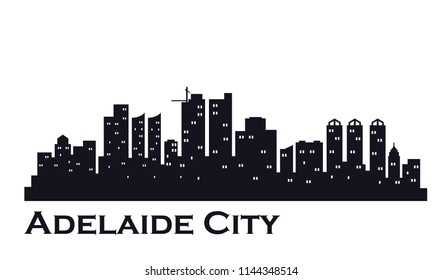 Adelaide City Skyline Silhouette Vector Design Stock Vector (Royalty ...