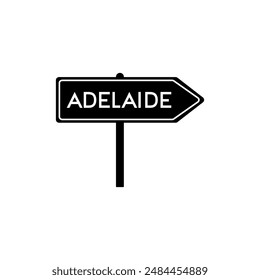 ADELAIDE road sign. City name on black road traffic signs board design vector illustration.