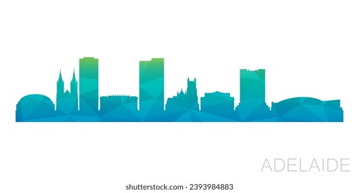 Adelaide SA, Australia Low Poly Skyline Clip Art City Design. Geometric Polygon Graphic Horizon Icon. Vector Illustration Symbol.