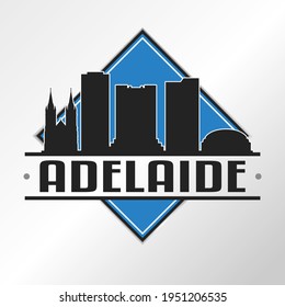 Adelaide SA, Australia Skyline Logo. Adventure Landscape Design Vector City Illustration Vector illustration.