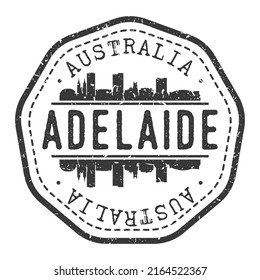 Adelaide SA, Australia Stamp Skyline Postmark. Silhouette Postal Passport. City Round Vector Icon. Vintage Postage Design.