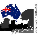 Adelaide, the silhouette of a city in Australia.