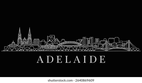 Adelaide Skyline Australia City Silhouette.