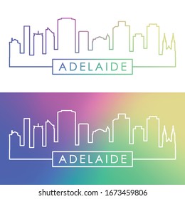 Adelaide skyline. Colorful linear style. Editable vector file.