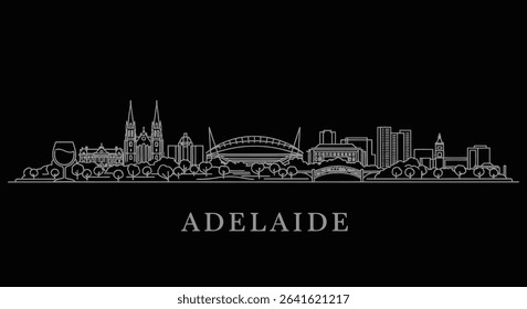 Adelaide Skyline Outline Minimalist City.