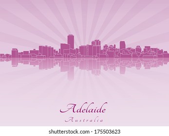 Adelaide skyline in radiant orchid in editable vector file