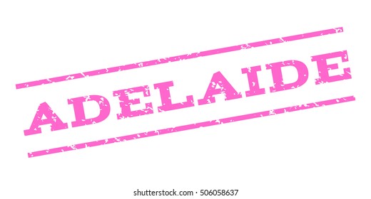 Adelaide watermark stamp. Text Caption between parallel lines with grunge design style. Rubber seal stamp with unclean texture. Vector pink color ink imprint on a white background.