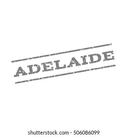Adelaide watermark stamp. Text Tag between parallel lines with grunge design style. Rubber seal stamp with dust texture. Vector light gray color ink imprint on a white background.