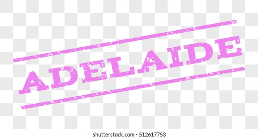 Adelaide watermark stamp. Text tag between parallel lines with grunge design style. Rubber seal stamp with dirty texture. Vector violet color ink imprint on a chess transparent background.