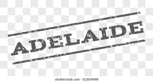 Adelaide watermark stamp. Text tag between parallel lines with grunge design style. Rubber seal stamp with unclean texture. Vector grey color ink imprint on a chess transparent background.