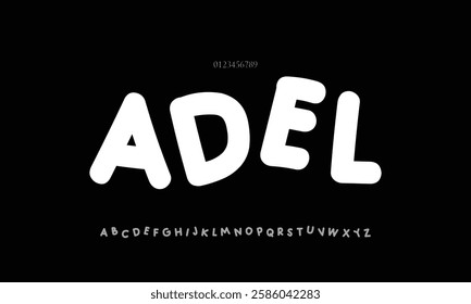 ADELIA vector font alphabet with numbers