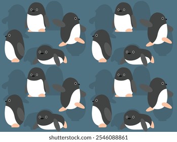 Adelie Penguin Cute Cartoon Character Seamless Wallpaper Background