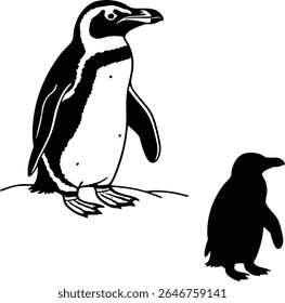 Adelie Penguin Silhouette Vector Illustration  
