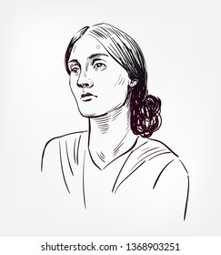 Adeline Virginia Woolf Vector Sketch Illustration