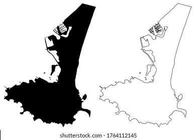 Aden City (Republic of Yemen) map vector illustration, scribble sketch City of Aden map