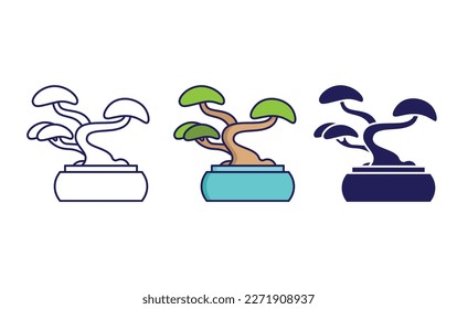 adenium obesum line and solid illustration icon