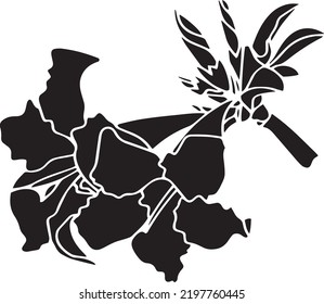 Adenium Obesum Vector Stencil, black and white