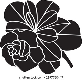 Adenium Obesum Vector Stencil, black and white