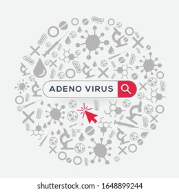 (adeno virus) Word written in search bar,Vector illustration .