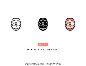 Adenoids Icon. Tonsil Problem Pictogram Graphic Illustration. Isolated Simple Line Icon For Infographic, App and Web Button.