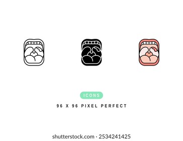 Adenoids Icon. Tonsil Problem Pictogram Graphic Illustration. Isolated Simple Line Icon For Infographic, App and Web Button.