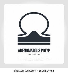 Adenomatous polyp in intestine. Benign tumor. Thin line icon. Healthcare and medical vector illustration.