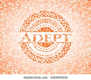 Adept abstract orange mosaic emblem