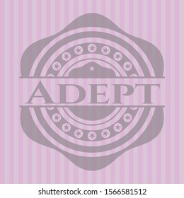 Adept retro pink emblem. Vector Illustration. Detailed.