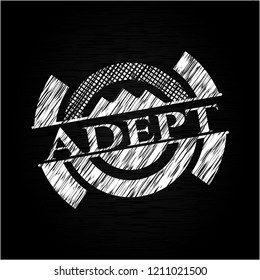 Adept written with chalkboard texture