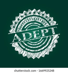 Adept written on a chalkboard. Vector Illustration. Detailed.