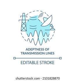 Adeptness of transmission lines turquoise concept icon. Smart grid system abstract idea thin line illustration. Isolated outline drawing. Editable stroke. Roboto-Medium, Myriad Pro-Bold fonts used