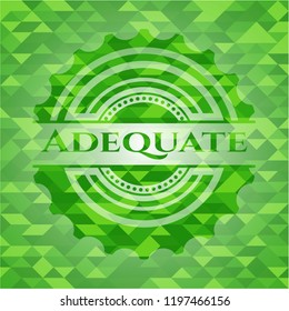 Adequate green emblem. Mosaic background