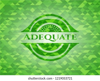 Adequate green emblem with mosaic ecological style background