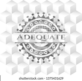 Adequate grey badge with geometric cube white background