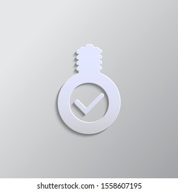 adequate, lightning paper style icon. Grey color vector background